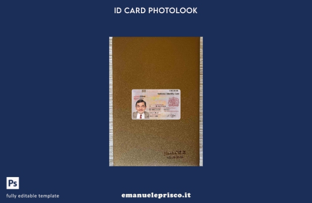 modello FRONTALE photolook ID (carta d'identità) del Regno Unito in stile verifi